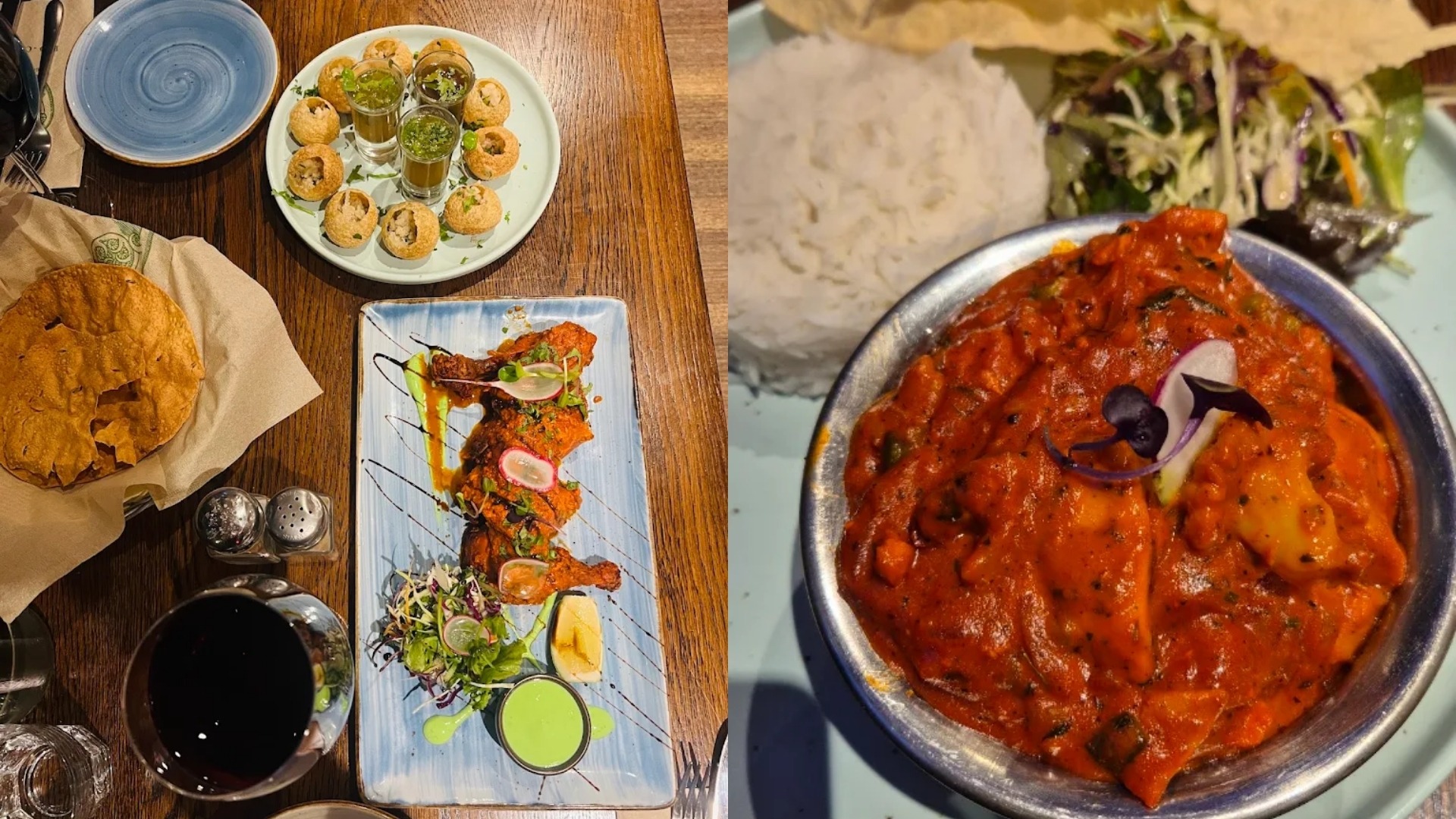 Butter chicken with garlic naan and fresh coriander
